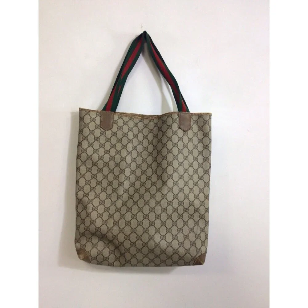 Gucci Vintage Tote Bag Shoulder Bag Handbag GG Authentic